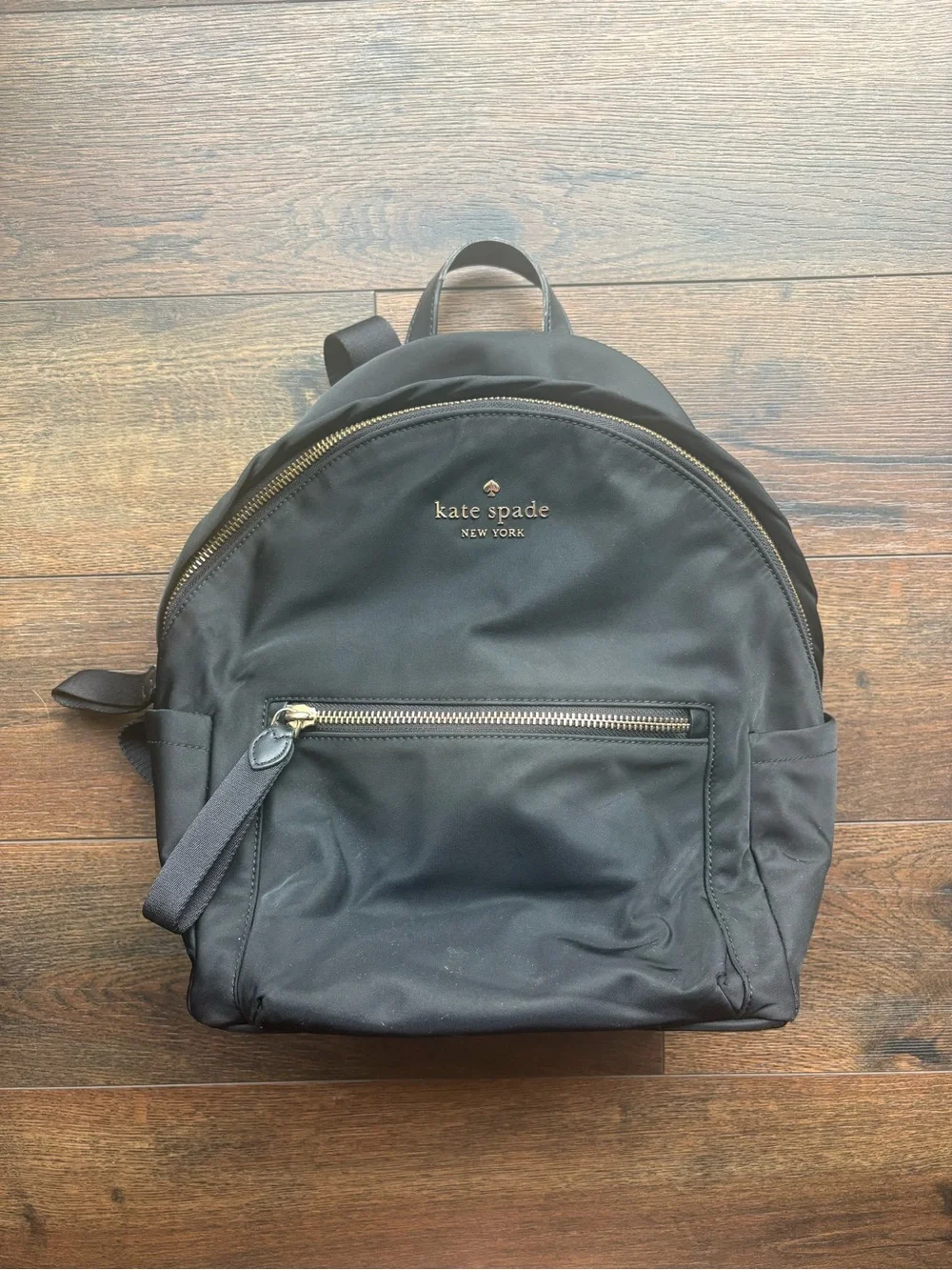 kate spade black nylon backpack with gold-tone hardware